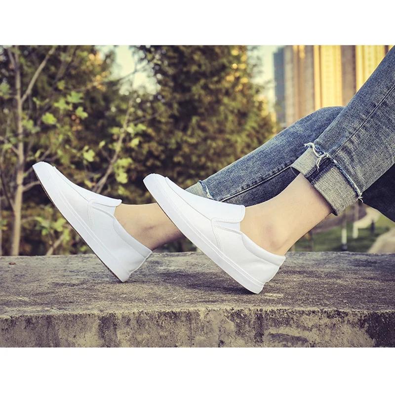 2024 Spring Summer White Black Shoes Men Slip-on Flat Casual Brand Male Footwear Cool Young Man Street Style