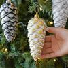 Frosted Look Pine Cone Ornament Metallic Tone Xmas Hanging Decoration  Seasonal Arrangement