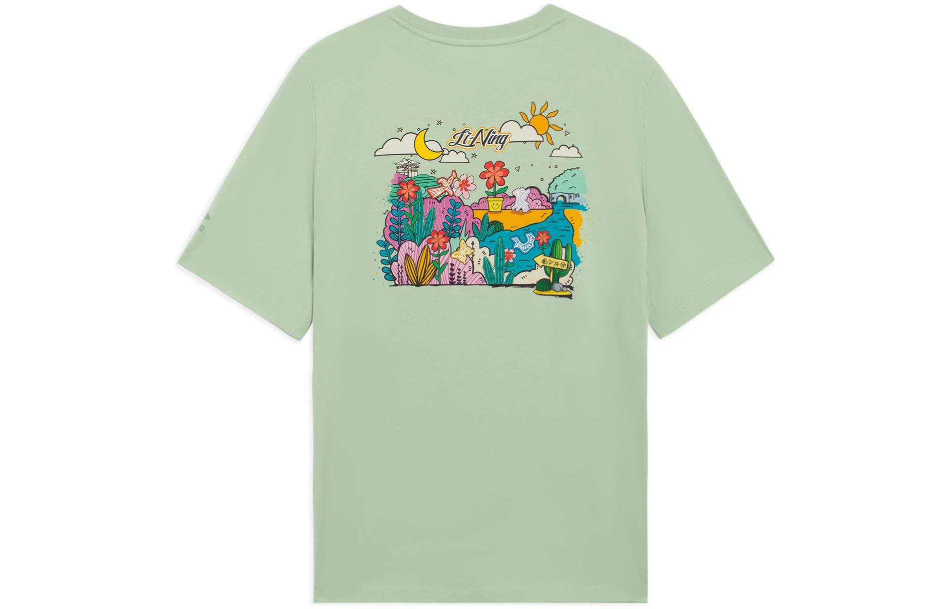 Li Ning Sports Life Collection Regular T Shirt Women s Green AHSS316-5 S