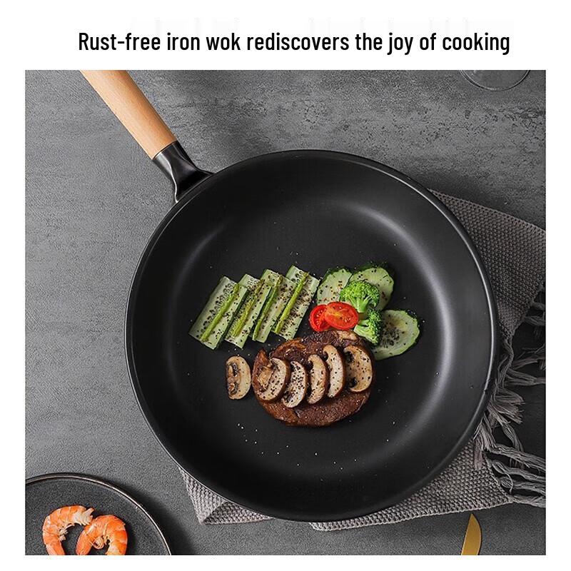 VELOSAN 32cm Coating-Free Wrought Iron Wok