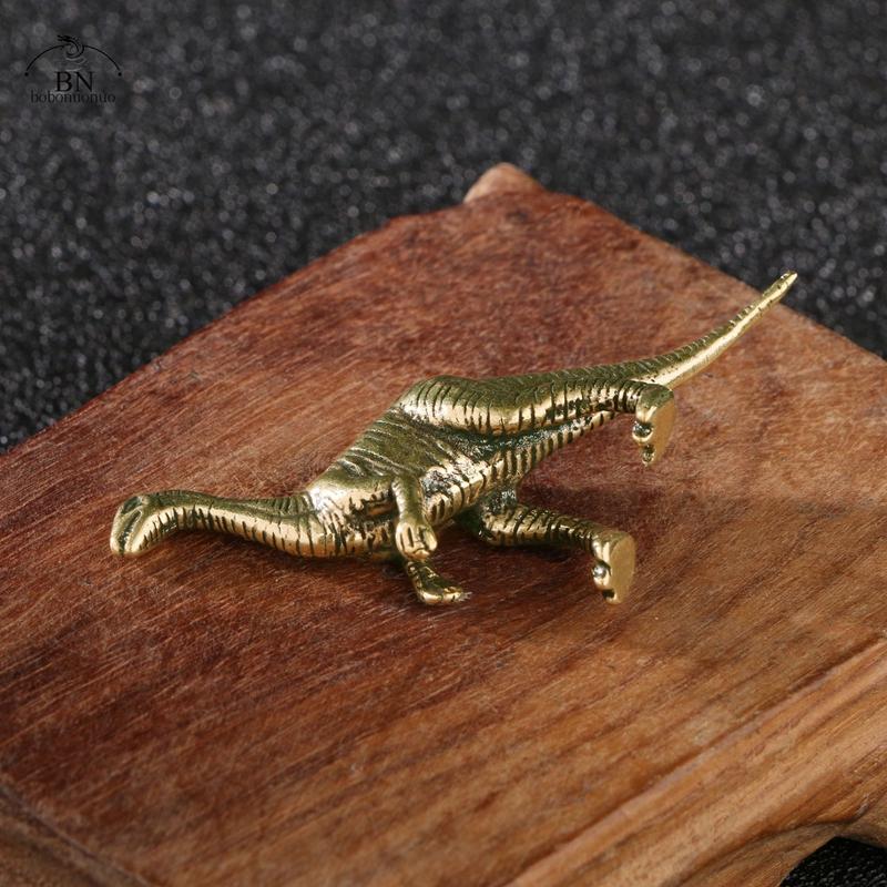 Solid Brass Velociraptor Dinosaur Jurassic Dinosaur Family Small Statue Office Desktop Ornaments Tea Pet Crafts Animal Figurines