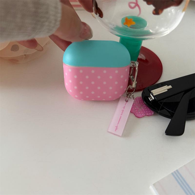 Japan and South Korea contrasting color polka dot flower pendant for AirPods 1 /pro1 earphone protective case cover second and third generation new