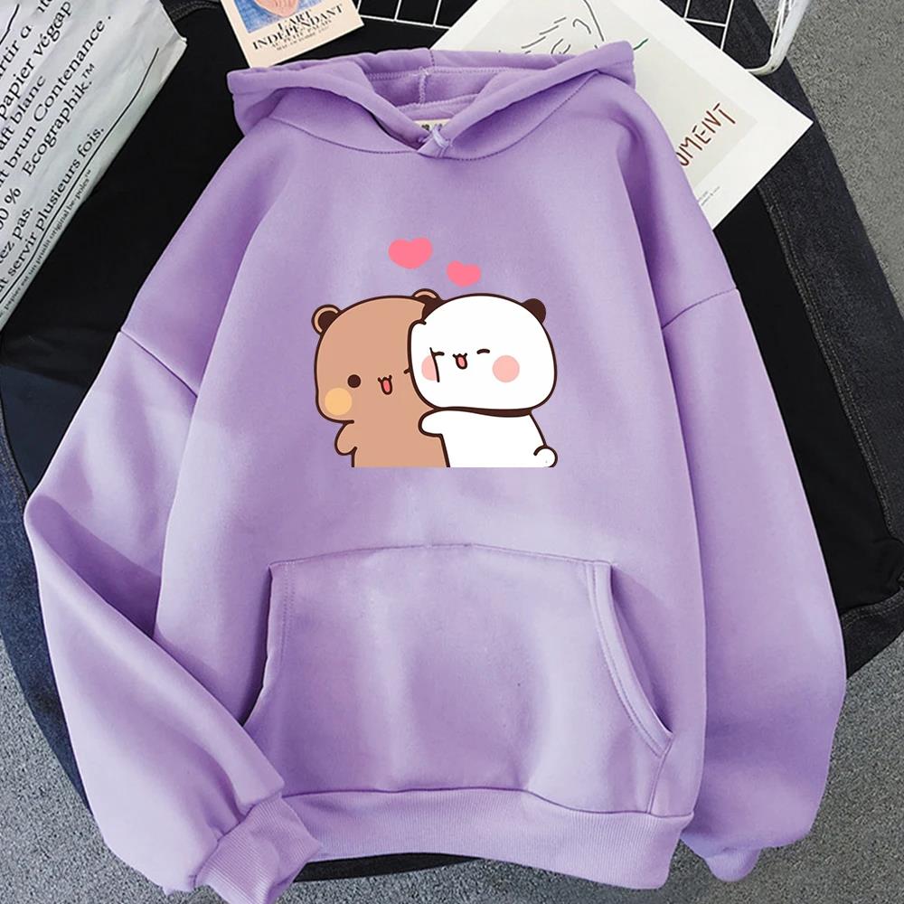 Cartoon Panda Bubu Dudu Women Hoodie Couple Sweatshirt Harajuku Printed Hooded Pullover Long Sleeves Fleece Casual Streetwear
