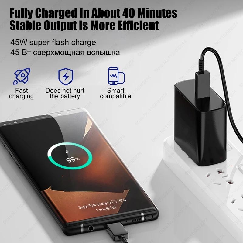 45W Fast Charger USB C Phone Adapter For Samsung Galaxy S23 S24 S25 Ultra A55 A35 A15 5G Plug Charger Type C Fast Charging Cable