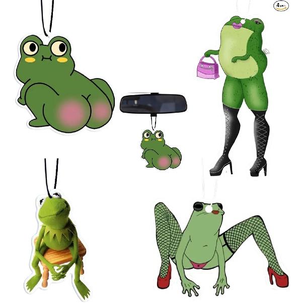 4 Pack Car Air Freshener Frog - Cute Funny Decor Hanging Fresheners for Car