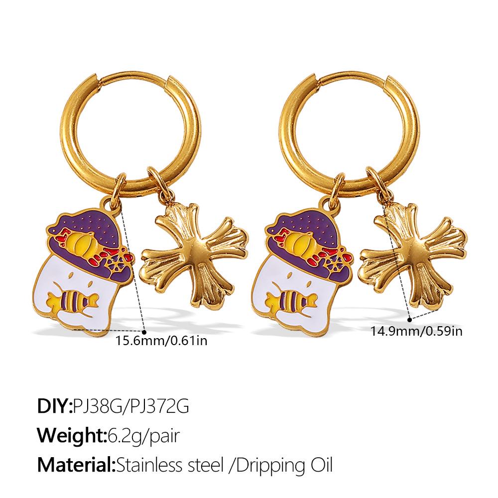 European & American Christmas Pumpkin Pendant Earrings: 18K Gold-Plated Stainless Steel, Versatile Drip Oil Design for Women