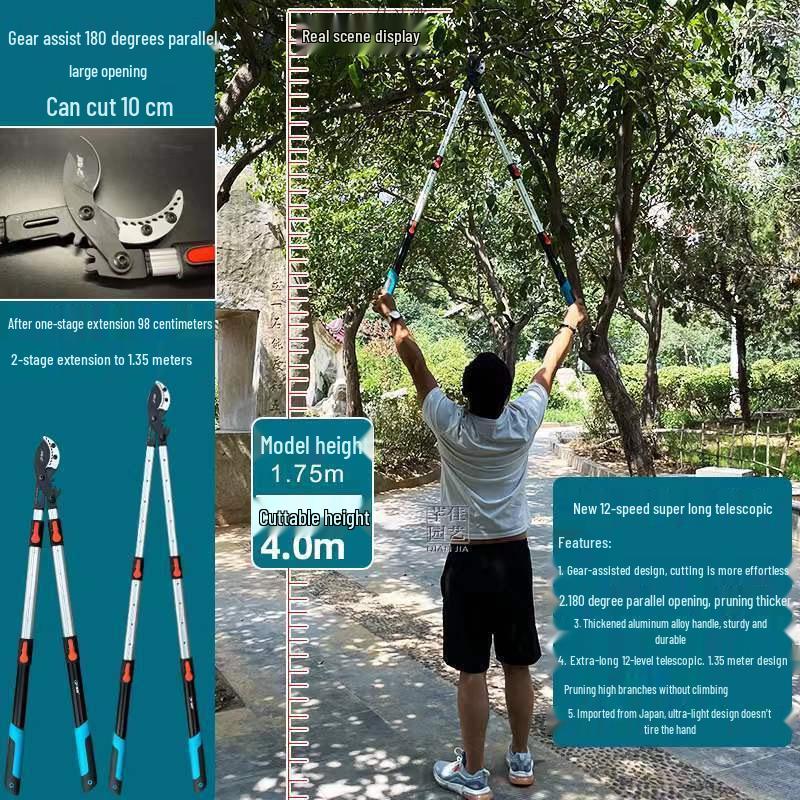 Black Fox Telescopic High Leverage Pruner for Cutting Thick Branches and Fruit Trees