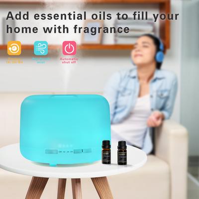 Difuzér esenciálních olejů 500ml Aroma difuzér Ultrazvukový zvlhčovač vzduchu se 7 barvami LED světel Difuzér rozprašovač pro domácí kancelář