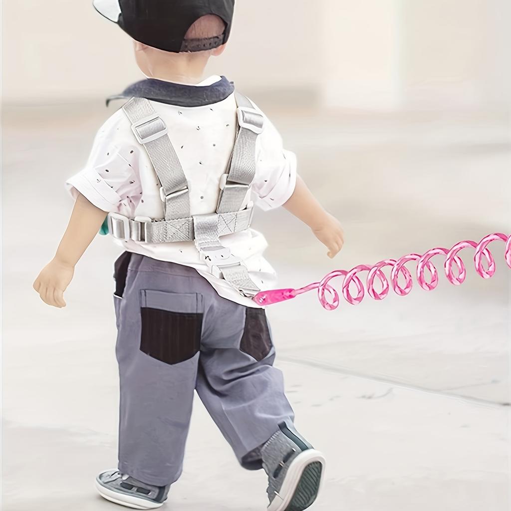 [Rosa Sicherheitsleine] Strapazierfähige Polyester Anti-Verlust Sicherheitsleine | Verstellbarer Riemen und stoßdämpfende Spiralkordel | Rosa, für Reisen im Freien