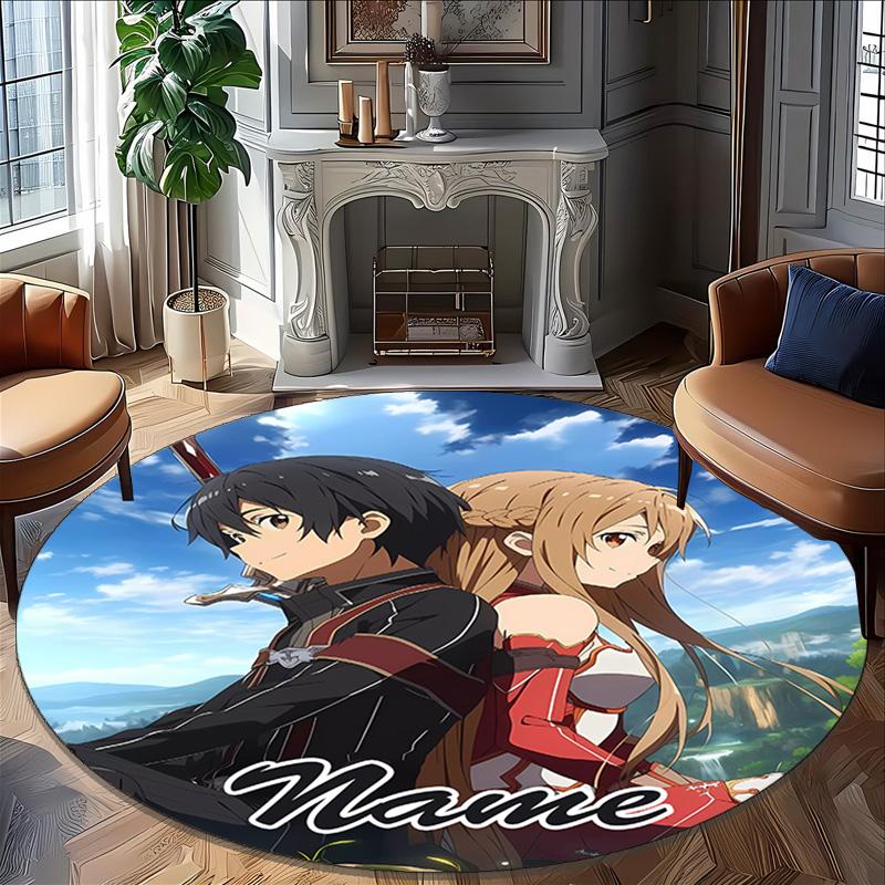 Customizable S-Sword Art Online2 Round Non-Slip Carpet - Ideal for Garden, Picnic, Office, Perfect for Decoration, Suitable For All Seasons