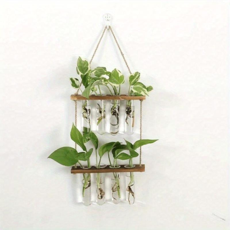 1pc Plant Propagation Tubes, 1/2/3 Tiered Wall Hanging Plant Terrarium with Wooden Stand Mini Test Tube Flower Vase Glass Planter for Hydroponic