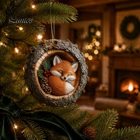 Acrylic Animal Ornaments Tree Hole Ornament, Owl Fox Raccoon Bird Hedgedog Holiday Decor Pendant Squirrel Pinecone Pendant, Seasonal Hanging