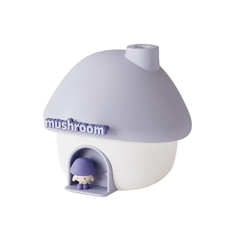 

Cartoon Air Humidifier 300ml Mini Essential Oil Diffusers Colorful Lighting Cute Mushroom House Home Humidifier фіолетовий