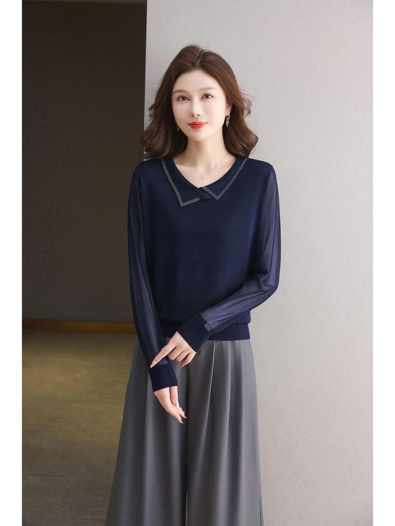 Damski wełniany kardigan premium: Sweter z długim rękawem, z kołnierzem typu kent, uniwersalny na wiosnę/jesień