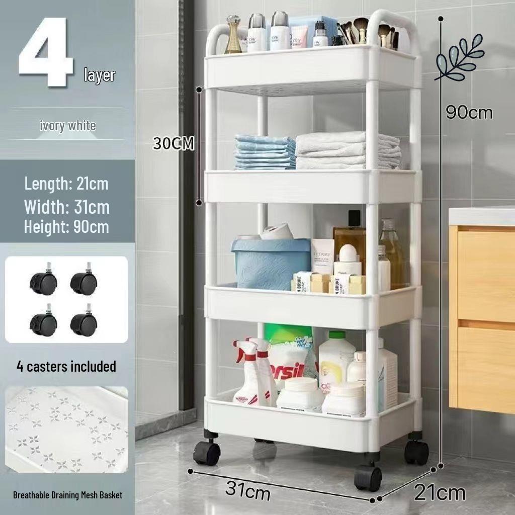 Compact Multi-layer Trolley Storage Rack for Kitchen, Bedroom, and Bathroom