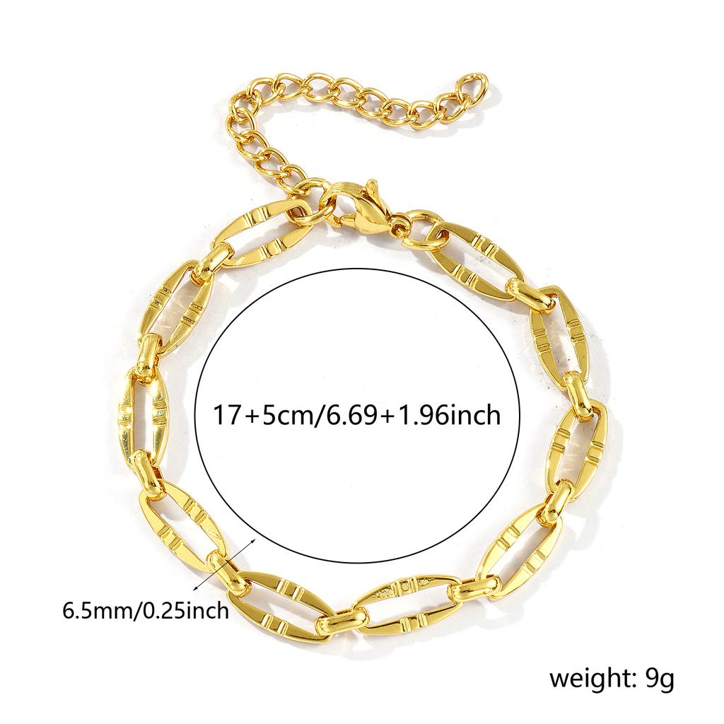 1 Piece Stylish Exquisite 18K Gold Plated 304 Stainless Steel Handmade Link Chain Bracelets For Women Gift 17cm(6.7") long