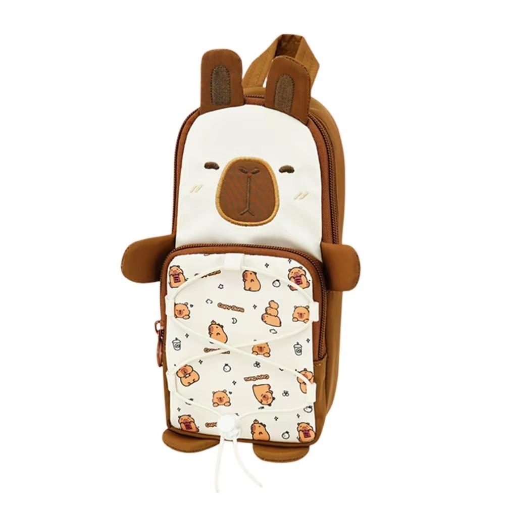 Large Capacity Capibara Pencil Bag Multi Layer Cartoon Pen Pouch  Stationery темные хаки