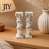 Stofdicht Huisdecor Wit Korinthisch Zuil Ornament, 3D Geprint Bloemenrank Beeldje, Niet-verkleurend Ornament Romeins Bureau voor Bureau Planken