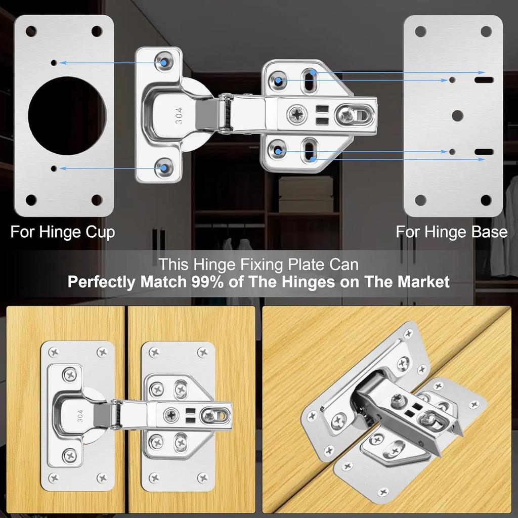 2/4/8/12pcs Cabinet Door Hinge Repair Plate Kitchen Cabinet Door Locker Hinge Fixing Plate Cabinet Door Hinge Repair Bracket