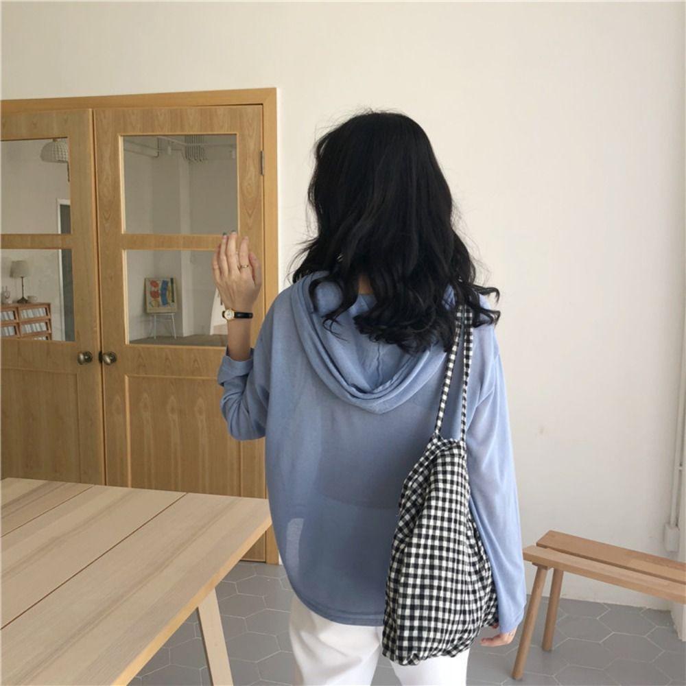 Cloth Printed Shoulder Bag Print Handbag Simple Grid Pattern Canvas Bag  Women