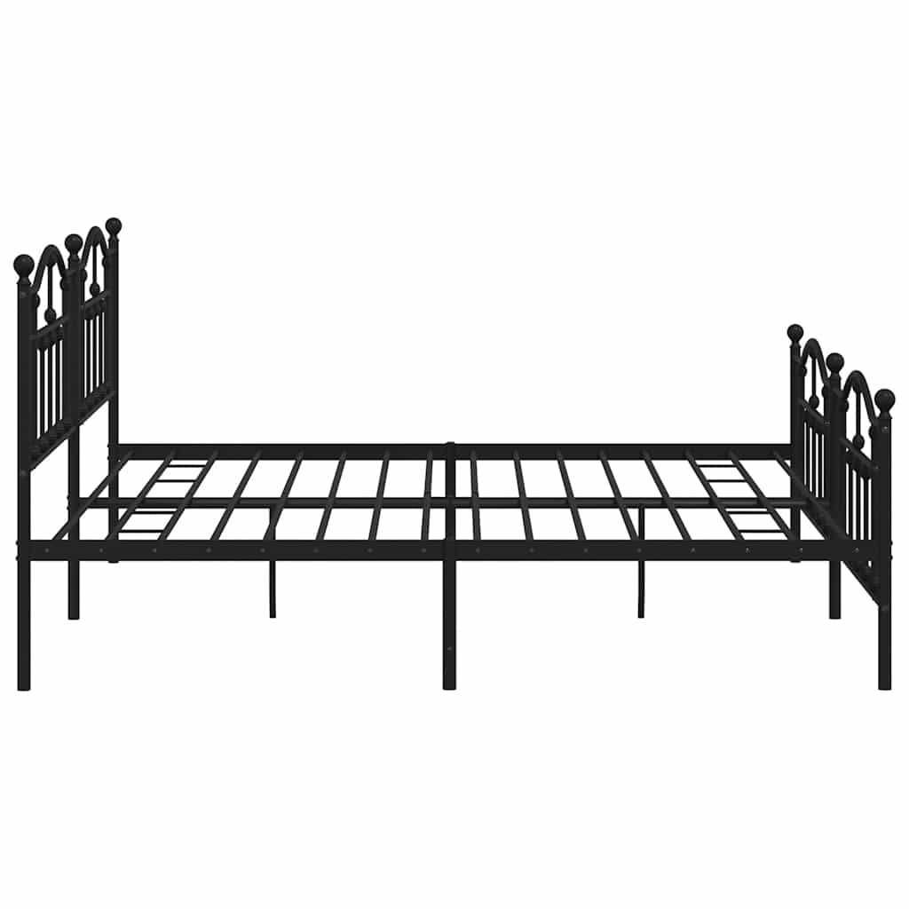 Metal Bed Frame with Headboard and Footboard Black 193 X 203 Cm