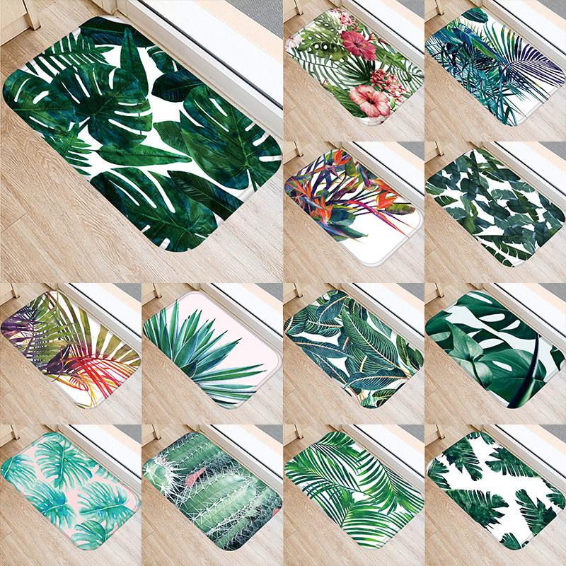 

Tropical Monstera Pattern Kitchen Entrance 40*60cm Door Mat Coral Velvet Carpet Doormat Indoor Floor Mats Anti-Slip Rug 48233