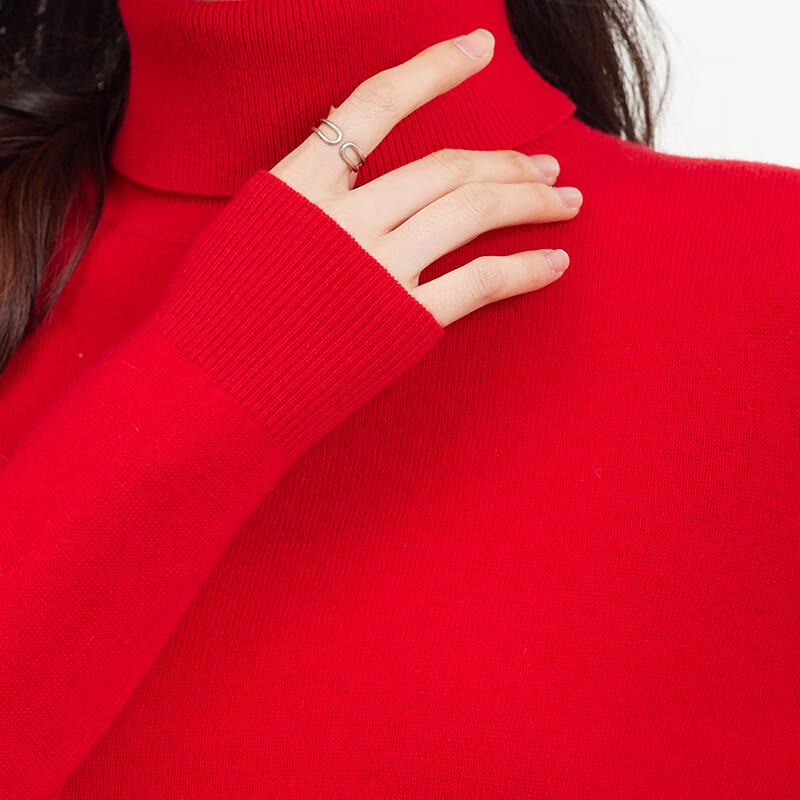 Hengyuanxiang Women's High-Neck Wool Sweater