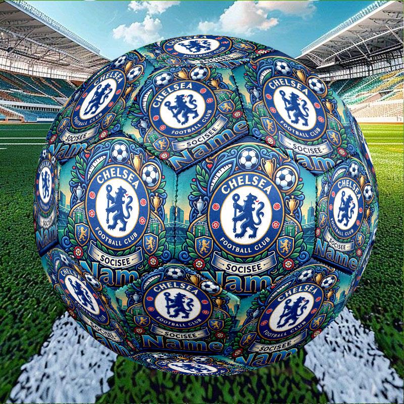 Custom Name Personalized Chelsea Football Club Print Size 5 Soccer Ball Training & Match Football, for Team, Kicking, Gift for Football Enthusiasts