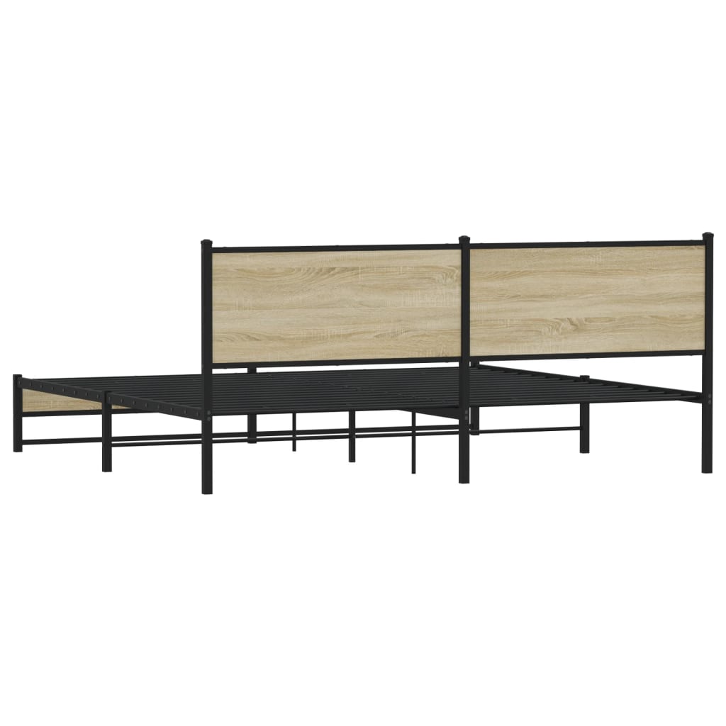 Metal Bed Frame without Mattress Sonoma Oak Finish 200x200 cm