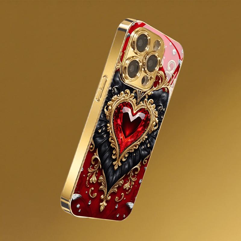 Vergulde glazen telefoonhoes, geschikt voor iphone 17, 16, 15, 14, 13, 12, 11pm Pro Plus en andere telefoonmodellen.