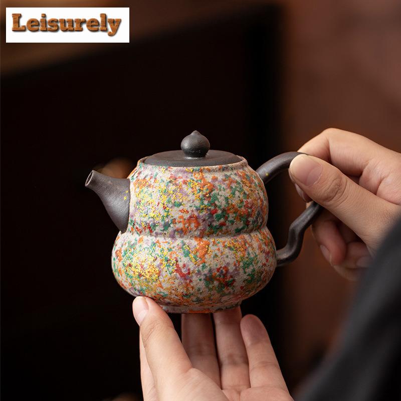200ml Fortune Teapot Boutique Tea Infuser Pot Tea Soaking Kettle With Ball Hole Chinese Tea Tableware Ornaments Collection Craft
