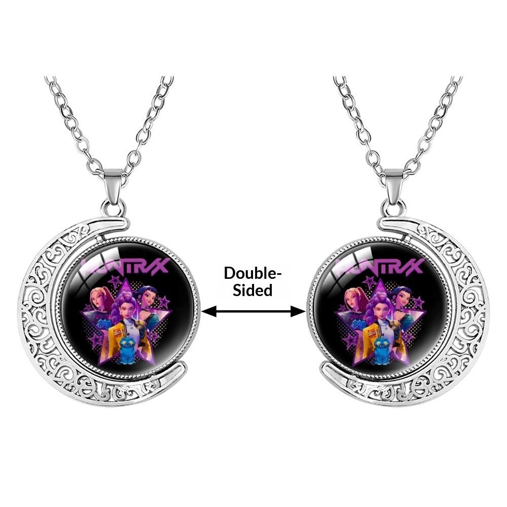 Collana con Pietra Preziosa a Forma di Luna Crescente Ciondolo Rotante Double-sided Accessori di Coppia di Alta Gamma