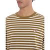 Maison Kitsune Ss24 Fox Head Patch Striped Crew Neck Pullover Long Sleeve T-Shirt Men Tops Khaki-Green LM00105KJ0046-S394