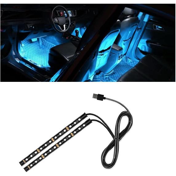 

Universal Car LED Strip Light, USB Port Auto Interior Decorative Lamp, 12V Under Dash Ambient Night Light, 24 LEDs RGB Neon Interior Atmosphere Cigar Lighter синий