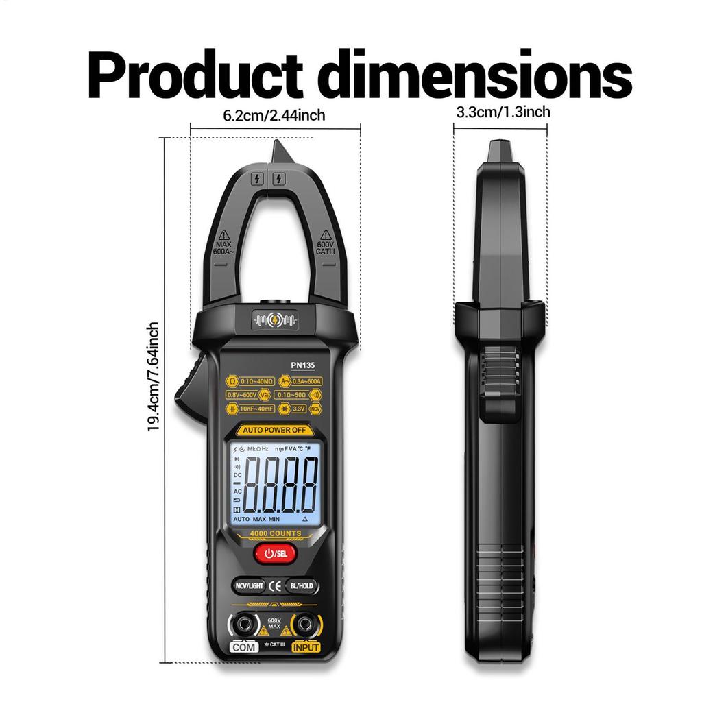 Clamp Multimeter Intelligent AC Tester 4000 Counts Smart Digital Display Clamp Meter For Electrician Workshop Garage Automotive