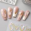 5D French Nail Stickers - Floral & Geometric Love Decor, Golden Frame, Cherry Blossom Design, Self-Adhesive Acrylic Embossed Sliders for Manicure