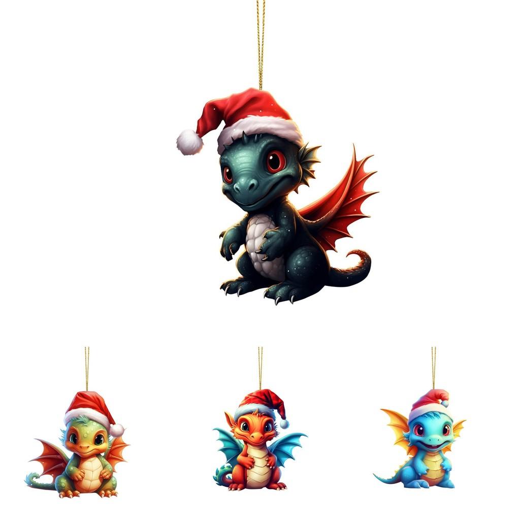 Charming Cartoon Christmas Dragon Car Decor Bright Festive Hanging Ornament Homes For