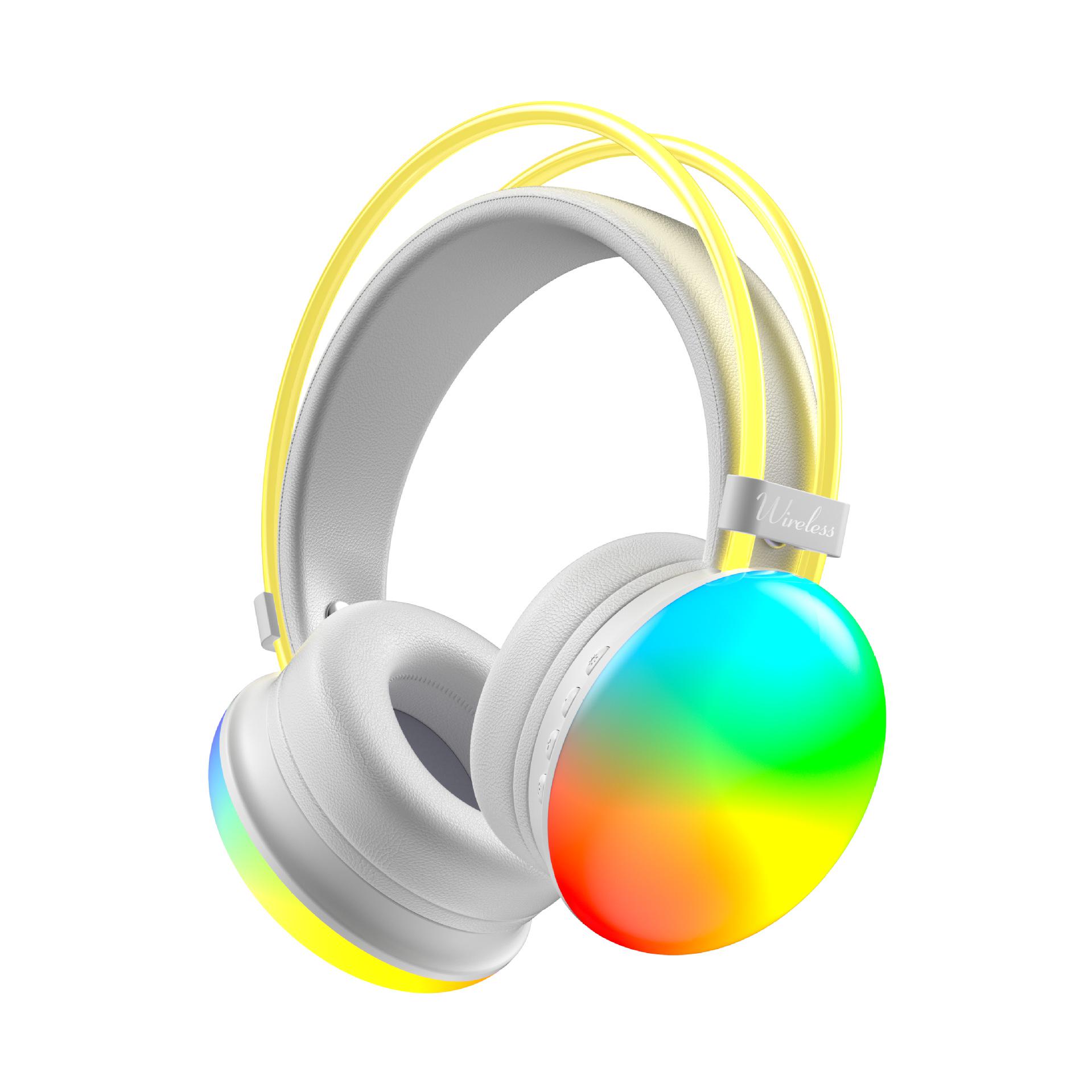 

YDM80 Over-ear Bluetooth Headphones with RGB Lighting, Heavy Bass, and Card Slot – Universal for Mobile Phones. білий
