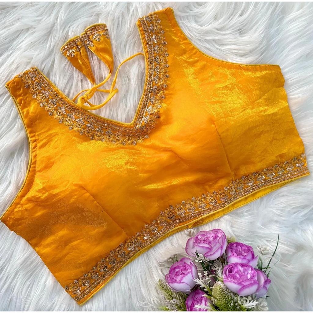 Blusa sin mangas de mezcla de seda para mujer Ropa de fiesta india Diseñador Étnico Choli