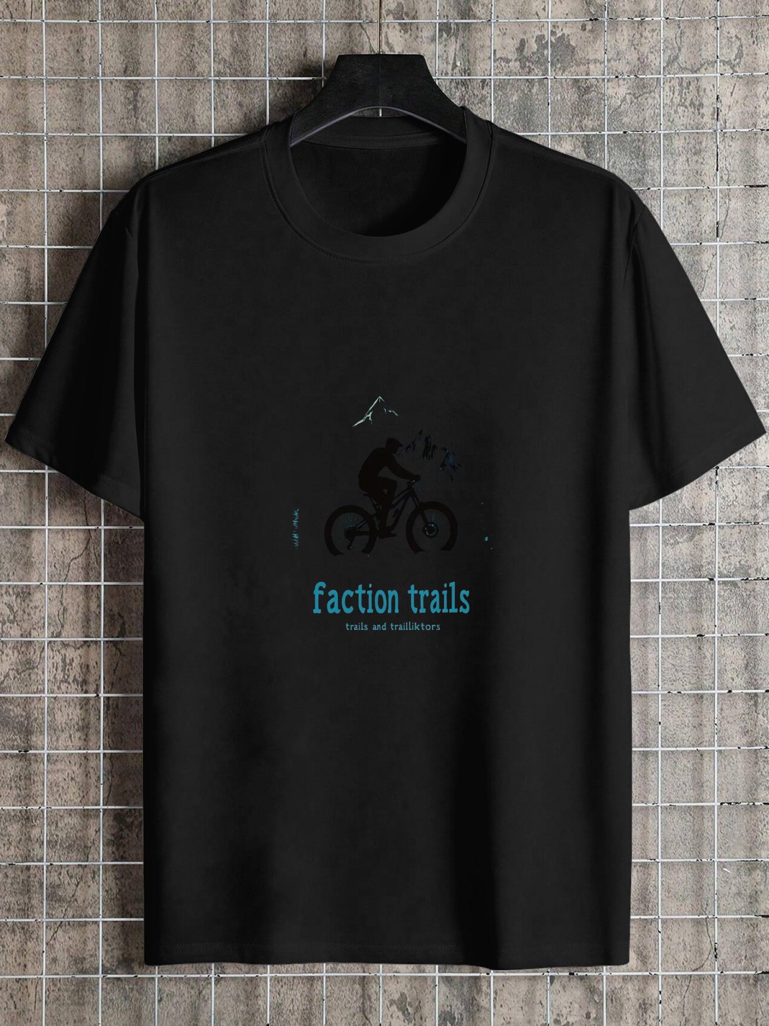 1pc Mountain Bike Futuristic Graphic T-shirt - 180g Cotton Crew Neck Short Sleeve XL