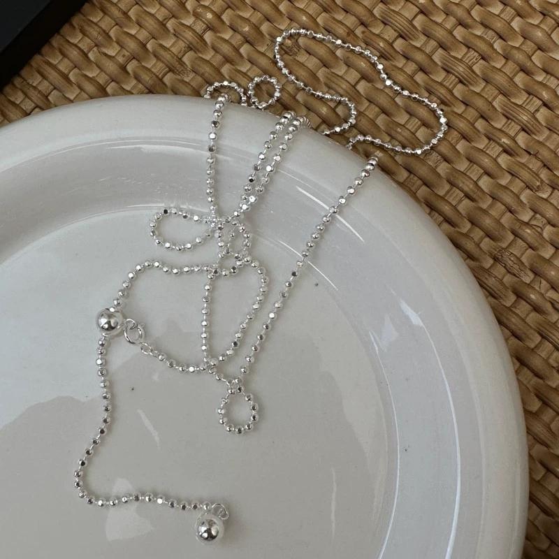FY-44TL55 S925 Silver Korean-style Unique Design Pendant Necklace Simple Korean-style Sweater Chain Trendy Factory