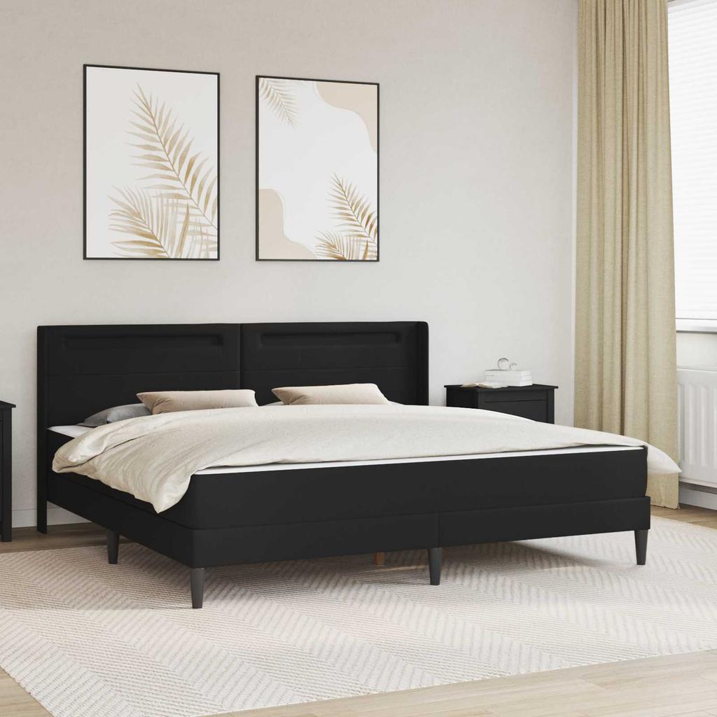 Bed Frame with Mattress Black 180 X 200 Cm Faux Leather