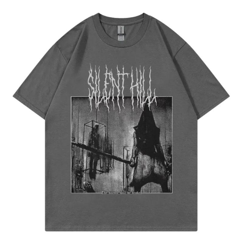 Silent Hill 2 Game Graphic T Shirts Men Women Gothic Vintage Short Sleeve Tshirt High Quality Fashion Oversized Cotton Tshirts