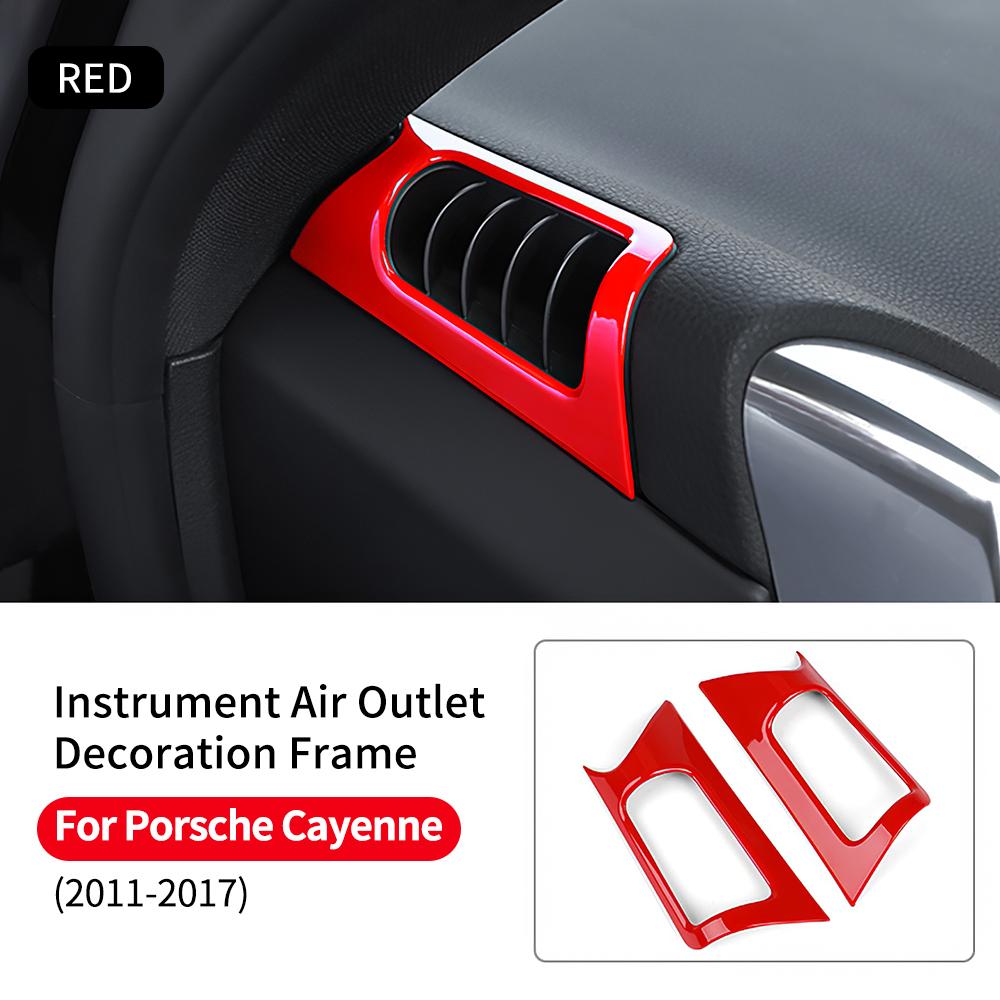 

Chrome Abs Car Front Side AC Air Outlet Vent Trim Cover for Porsche Cayenne 2011- Decor Interior Auto Accessories Red Cayenne 11-17