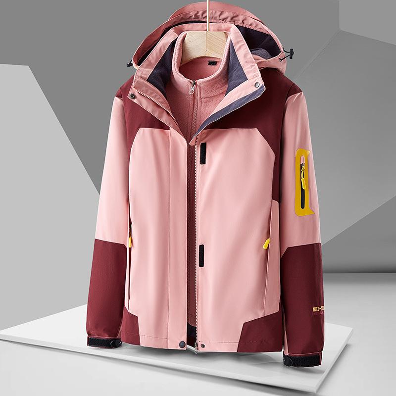 Outdoor Fishing Jacket Women's Three-in-one Fleece Liner Men's Two-piece Waterproof Jacket