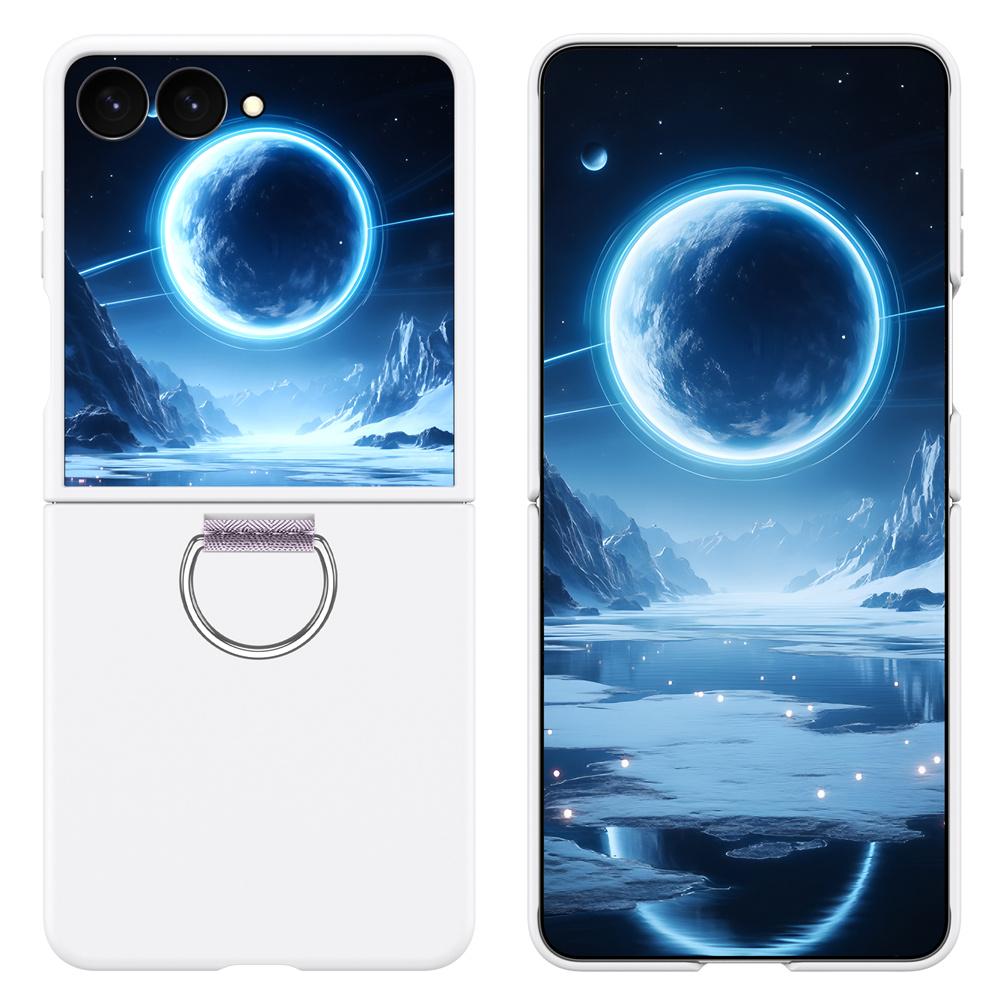 Hard PC Phone Case With Metal Ring Holder For Samsung Galaxy Z Flip 8 7 6 5 4 3 Flip7 FE Flip8 5G Shockproof Protective Cover