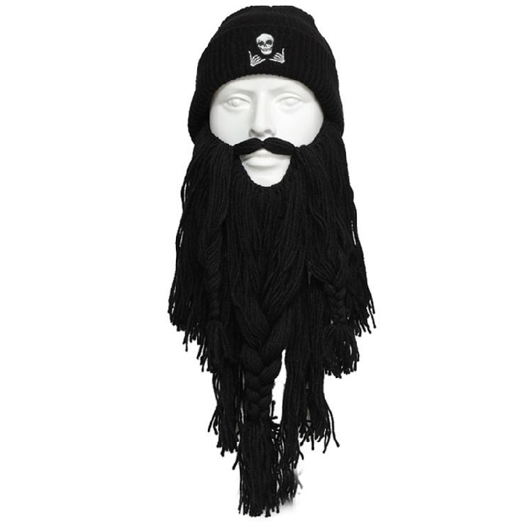 Thick Knit Beard Hat for Teen Handmade Funny Carnival Theater Performances Hat