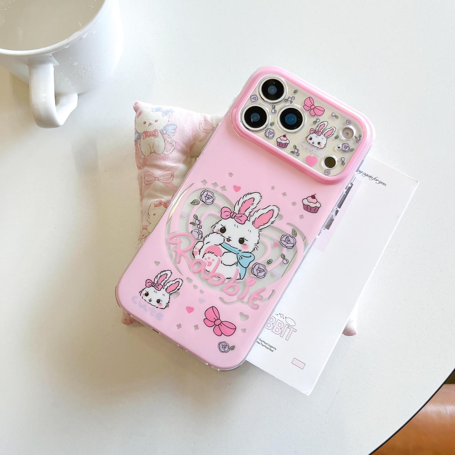 

Dynamic IMD Hollow Heart Bunny Phone Case for iPhone 17 Pro/15 Pro Max/16 PM iPhone 16 Pro Max