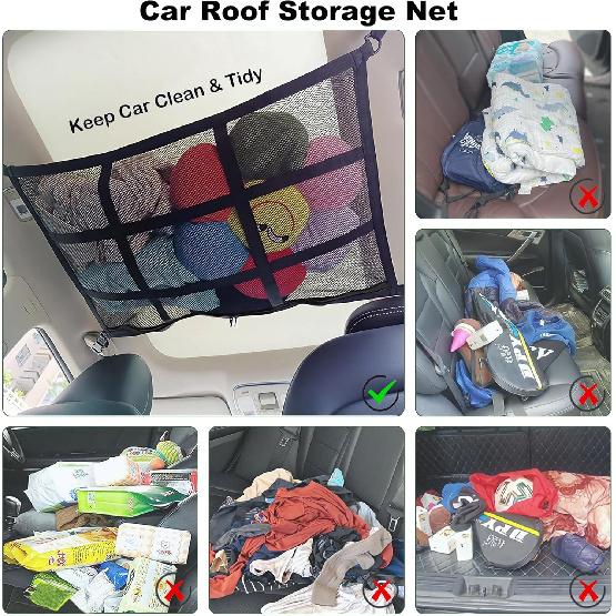 SUV Ceiling Cargo Net, Trunk Organizer, Car Roof Storage, Truck Netting, Van Interior Accessories, Double-Layer Mesh Camping Essentials
