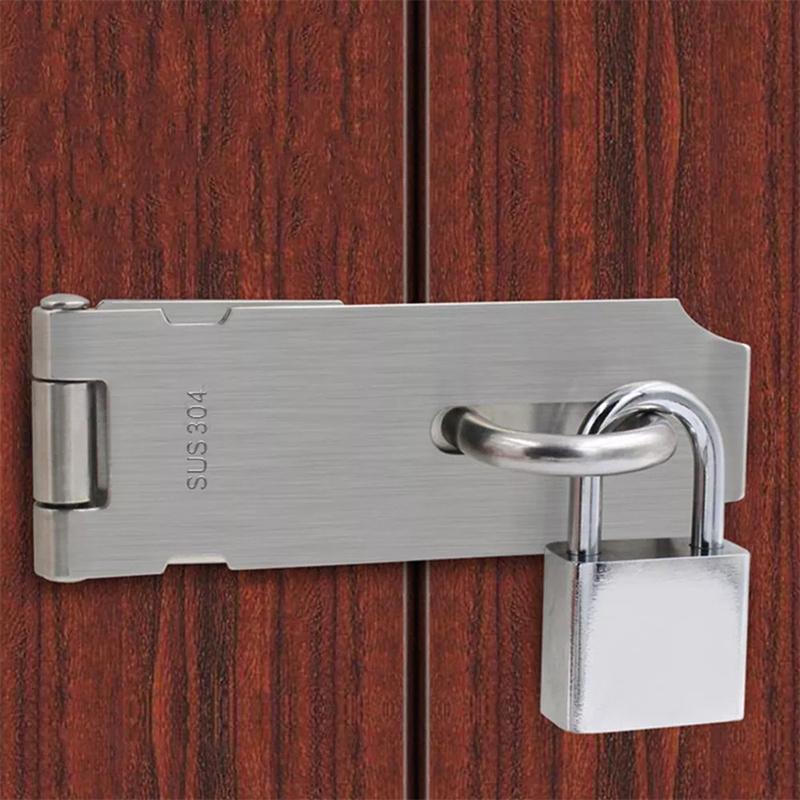 Stainless Steel Padlock Clasp Gate Hasp Staple Door 90 Degrees Latches Lock Shed Latch Household Burglar-Proof Hardware